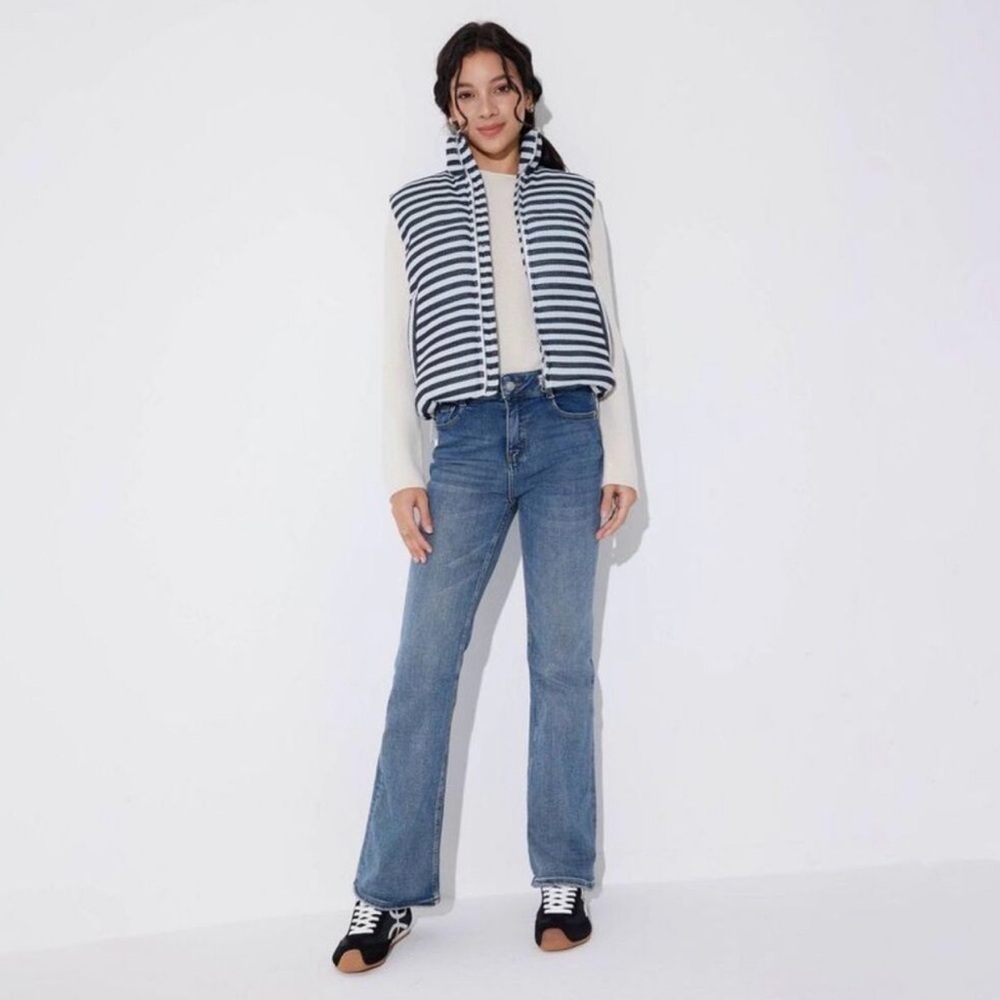 Wild Fable Knit Full Zip Puffer Vest - HEAVY - Striped Blue - NWT - Picture 3 of 10
